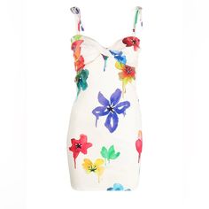 Off-White Floral-Print Sleeveless Dress. Brand New With Tags Printed With A Floral Motif, This Dress From Off-White Has A Spirited Visual Identity. A Twisted Front Section Adds To The Dynamic Look Of This Sleeveless Piece. Made In Italy, Viscose 100% Dry Clean Only Size 40 (It). Bust/Chest 31.49 In Hips 35.43 In Waist 24.4 In Sleeveless Floral Print Mini Dress For Cocktail, White Summer Sleeveless Dress For Party, Sleeveless Floral Print Cocktail Mini Dress, Sleeveless White Mini Dress For Garden Party, Chic White Sleeveless Dress With Spaghetti Straps, Chic White Spaghetti Strap Sleeveless Dress, Summer Sleeveless Floral Print Cocktail Dress, Summer Cocktail Sleeveless Floral Print Dress, Summer Cocktail Sleeveless Dress With Floral Print