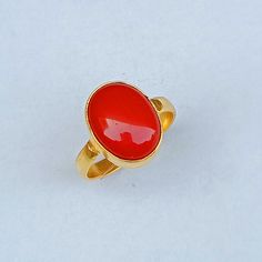 Handmade Coral Ring / Oval Shape Coral Ring / Coral Gemstone Gold Ring / Coral Ring Jewelry For Men / Coral Jewelry /Anniversary Gift / Wedding Gift  / Gift For Her /Women Gift Ring | Birthday Gift Ring | Best Friend Gift Ring For Wife Model Number - RGCL-222 Gemstone - Coral Item Weight - 4.27Gms Ring Size - 7US Metal - Brass (Gold Plated ) Gemstone Gold Ring, Birthday Gift Ring, Coral Gemstone, Gold Gemstone Ring, Coral Ring, Coral And Gold, Coral Jewelry, Jewelry For Men, Christmas Gifts For Men