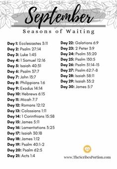 a calendar with the words, days and dates for the season of waiting on it