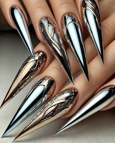 Tamara Margaryan (@naildesignby_tamara) • Instagram photos and videos Digital Nail Art, Magenta Nails, Stilleto Nails Designs, Bday Nails, Sweet Nails, August Nails, Long Stiletto Nails, Elegant Nail Designs, Long Stiletto