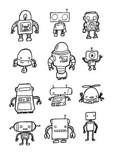 Robot Coloring, Steampunk Robots, Vector Robot, Arte Doodle, Ink Doodles