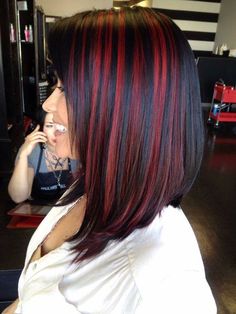 Black Hair With Red Highlights, Black Red Hair, Black Hair Balayage, Black Tips, Hair Color Underneath, Hair Streaks, Burgundy Hair, Hair Color And Cut