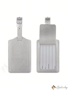 BirdinBag - Set of 2 Travel Luggage Tags for Baggage and Suitcases Silver Rectangular Luggage With Sleeve, Rectangular Cases With Luggage Sleeve For Storage, Large Capacity Rectangular Travel Accessories For Business Trips, Portable Rectangular Travel Accessories For Business Trips, Rectangular Travel Bag With Luggage Sleeve, Rectangular Portable Bags For Business Trips, Portable Rectangular Travel Accessories, Rectangular Luggage With Adjustable Strap, Rectangular Travel Bag With Adjustable Strap