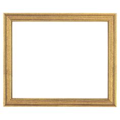 an empty gold frame on a white background