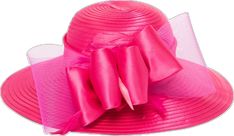 Chic Pink Boater Hat For Summer, Chic Party Hats With Ribbon, Chic Pink Wide Brim Straw Hat, Summer Party Hat With Ribbon, Elegant Pink Beach Hat, Elegant Pink Hat With Ribbon, Chic Spring Hats With Ribbon, Formal Mini Hats With Feather Trim For Spring, Evening Hats With Feather Trim For Spring