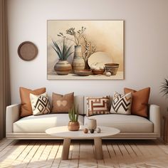 a living room scene with focus on the couch and coffee table in front of it