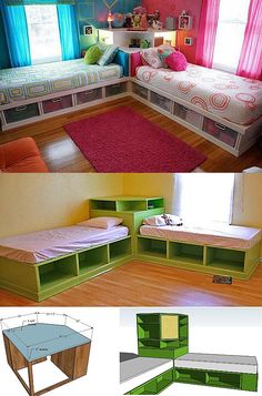 Boy And Girl Shared Bedroom, Shared Girls Room, Small Kids Room, Kids Shared Bedroom, Shared Girls Bedroom, Kids Bedroom Designs, Shared Room, Kids Room Organization, Twins Room