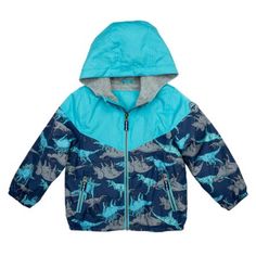 Bundle Them Up In This Midweight Jacket Featuring Toasty-Warm Fleece Lining, An Attached Hood And A Fun Dino Print. Size 5/6 100% Polyester Machine Wash; Tumble Dry Dino Print, Blue Dinosaur, Kids Jacket, Windbreaker Jacket, Zip Up, Rain Jacket, Zip Ups, Jackets & Coats, Blue