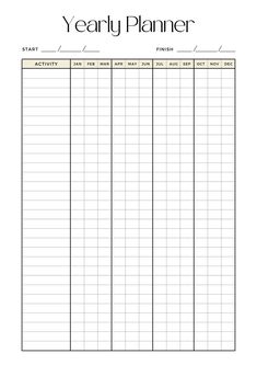 the printable year planner is shown in black and white, with an empty space for notes