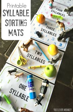 printable syllabble sorting mats for kids to practice counting and matching with other toys