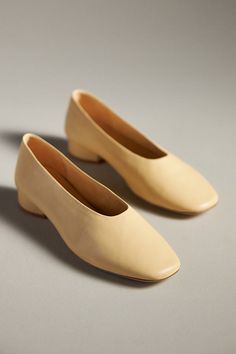 Leather upper, insole Synthetic sole Slip-on styling Imported | Trustee Ballet Heels by Jeffrey Campbell in Yellow, Women's, Size: 10, Leather at Anthropologie Fall Shoes For Work, 2025 Outfits, Upcoming Fashion Trends, Ballet Heels, Ballerina Heels, Trendy Flats, Minimalist Closet, Work Shoes Women, Basic Heels