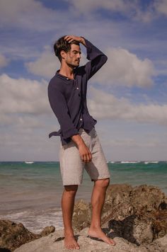 If you want to order but are not sure it will arrive in time for your trip, me and my team also deliver some items in Tulum and Playa del Carmen. If you need express shipping send me a message to check custom express shipping rates. Loose fit cotton shirt with wood buttons, inspired by life on the caribbean so comfortable for the skin and movement, ideal for those really hot days where you wish for a fabric that lets the air pass through. Care Instructions : I recommend handwash or dry cleaning, Summer Indigo Button-up Shirt, Navy Long Sleeve Tops For The Beach, Navy Long Sleeve Tops For Beach, Navy Long Sleeve Beach Tops, Indigo Shirt With Relaxed Fit For Summer, Summer Indigo Shirt With Relaxed Fit, Carribean Fashion, Cord Belt, Boho Shirt