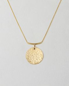 Celebrate your unique journey with our Signature Hammered Coin Necklace, crafted for those who live with intention. The 1'' hammered coin is attached to a distinctive curved bar, creating a look that's both intentional and elegant. Engrave a phrase that inspires and supports you through every step of your growth and healing. This hand-hammered charm is a daily reminder to honor your true self, embracing both your strengths and imperfections. Made with premium 14k gold-filled or .925 sterling sil Elegant Hammered Coin Necklace For Gift, Elegant Hammered Coin Necklace, Minimalist Hammered Coin Necklace, Luxury Gold Hammered Coin Necklace, Minimalist Hammered Yellow Gold Coin Necklace, Empathy Cards, Growth And Healing, Live With Intention, Curved Bar