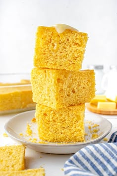 several pieces of cornbread stacked on top of each other