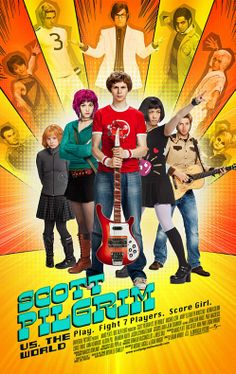 the poster for scott pilgrim's movie, back to the future with his band