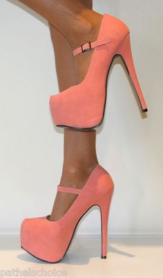 LADIES CORAL MARY JANE STRAPPY PLATFORM STILETTO HIGH HEELS COURT SHOES PROM Dress Sweater, Killer Heels, Gorgeous Shoes, Pink Suede, Fashion High Heels