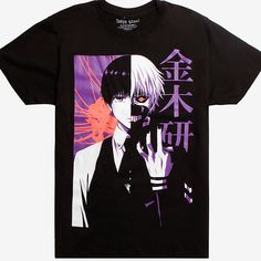 Tokyo Ghoul Anime/Manga Short Sleeve Tee Condition: Never Worn Size: Men’s Medium Material: 100% Cotton Black Anime T-shirt With Front Print, Black Anime Style Top With Screen Print, Anime Style Black Top With Screen Print, Black Anime Screen Print Tops, Black Anime Graphic Design Tops, Black Cotton Harajuku Style Shirt, Black Cotton Harajuku Shirt, Black Harajuku Shirt With Anime Print, Harajuku Style Black Shirt With Anime Print