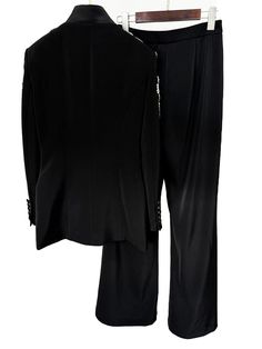 Diamonds Peal Suit Pants Two Piece Set Elegant Black Pant Set For Work, Elegant Black Sets With Straight Pants, Elegant Black Pants Set, Elegant Black Long Pants Set, Black Fall Sets With Long Pants, Black Tuxedo Style Party Bottoms, Elegant Black Long Sleeve Pant Set, Black Tuxedo Style Straight Pants, Single Breasted Blazer