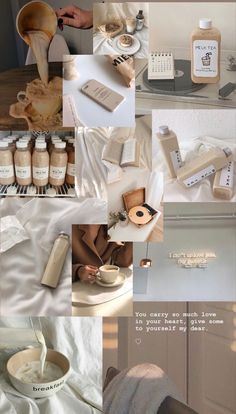 the collage shows different items that are being used to make soaps and body washes