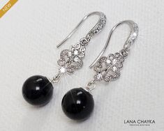 Black Drop Pearl Silver Chandelier Dangle Wedding Earrings. EARRINGS are about 1.29 inch (3.3cm) long from top of ear wire to bottom. EARRINGS SECTION: https://www.etsy.com/shop/LanaChayka?ref=simple-shop-header-name&listing_id=273972948§ion_id=17999866&sort_order=date_desc BRIDAL EARRINGS SECTION: https://www.etsy.com/shop/LanaChayka?ref=seller-platform-mcnav§ion_id=11638940 BRIDAL NECKLACES SECTION: https://www.etsy.com/shop/LanaChayka?ref=seller-platform-mcnav§ion_id=11638944 Classic and eleg Elegant Black Chandelier Earrings, Black Elegant Chandelier Earrings For Formal Events, Black Dangle Chandelier Earrings For Wedding, Elegant Black Drop Bridal Earrings, Elegant Black Chandelier Earrings With Ear Wire, Formal Black Crystal Dangle Earrings, Elegant Black Bridal Earrings For Formal Occasion, Elegant Black Crystal Dangle Earrings, Black Round Earrings For Wedding