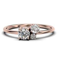 two stone engagement ring in rose gold