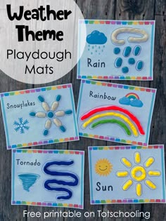 weather theme playdough mats with free printables