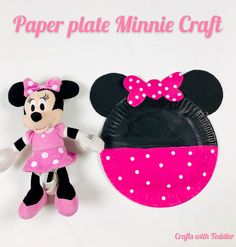 a paper plate minnie mouse craft next to a mickey mouse pinata