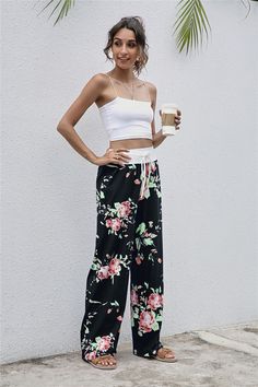 Product Name: Women's Yoga Pant Casual High Waist Loose Pants Floral Print Wide Leg Pants Item NO.: 21215962 Weight: 0.3 kg = 0.6614 lb = 10.5822 oz Category: Clothing> Women> Jeans & Pants Creation Time: 2023-02-04 Product Name:Women's Pant Ladys Casual High Waist Loose Pants Comfy Stretch Floral Print Wide Leg Pants Yoga PantEdition type:Reguar FitHem Type: Regular HemThickness:Mid-weightDesign Elements:Floral PrintMaterial:100% PolyesterWashing Mode: Machine WashSize:S,M,L,XL,2XL,3XLWeight:25 Black Floral Print Wide Leg Pants, Black Floral Print Pants For Vacation, Casual Black Floral Print Pants, High-waist Black Floral Print Pants, Black High-waist Floral Print Pants, Black High-waist Pants With Floral Print, Black Floral Print Bottoms, High Waist Loose Pants, Pants Comfy