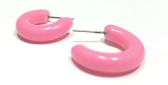 Light pink hoops in a tiny size & shiny finish. This is the popular and petite 'secretary' hoop, which measures about 3/4" or 20mm just enough to hug the earlobe So 60's and so retro. Named after the 'mad men'-era secretary's must have accessory. Yet so classic and so now. See the pic of this style being worn, for an idea of the size & scale, in the color: light orchid. Most all earrings are made with vintage lucite parts that were made in Rhode Island in the 1960's - early 80's by Best Pink Hypoallergenic Small Hoop Huggie Earrings, Retro Pink Nickel-free Jewelry, Pink Hypoallergenic Round Hoop Earrings, Pink Hypoallergenic Small Hoop Earrings, Hypoallergenic Small Hoop Pink Earrings, Small Hoop Retro Earrings For Pierced Ears, Small Pink Hoop Earrings Nickel Free, Small Retro Hoop Earrings, Pink Round Huggie Earrings