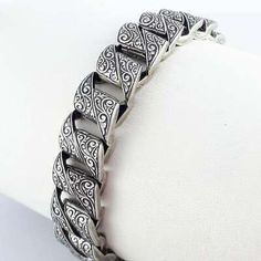 Classic Antique Silver Sterling Silver Bracelets, Luxury Silver Bracelet With Intricate Design, Classic Silver Bracelets With Intricate Design, Men's Bracelets, Link Design, Filigree Design, Bracelet Collection, Mens Jewelry Bracelet, Bracelets And Charms