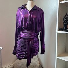 House Of Cb Set: Roxanne Top And Shahja Skirt, Size S, Worn Once Purple Mini Skirt For Party, Fitted Purple Mini Skirt For Party, Purple Skirt For Fall Party, Fall Party Skirt In Purple, Elegant Purple Mini Skirt For Party, Elegant Purple Mini Skirt For Night Out, House Of Cb, Color Purple, Mini Dress