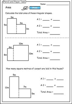 worksheet showing the area and perimeters of rectangleed shapes for students