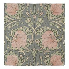 an intricately designed wallpaper with flowers and leaves in grey, yellow and green colors