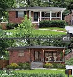 the before and after pictures of a brick house