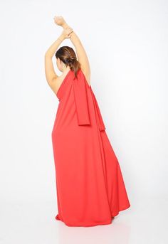 "One Shoulder Dress, Red Dress, Maxi Dress ♛ All of Rosche's pieces are created with the sole purpose that YOU feel beautiful! Enjoy unique details in combination with high-quality materials every day and make an statement every place you go! ♛ Light Maxi Dress features a Grecian style one-shoulder with wide tie straps. Crafted from pure cotton, the fabric comfortably moulds the body into a statuesque silhouette. Pair with platform heels to elevate your evening look. ♛ Perfect for every occasion Red Halter Neck Sleeveless Dress For Evening, Red Halter Neck Sleeveless Evening Dress, Red Stretch Sleeveless Dress For Evening, Red Stretch Halter Neck Dress, Red Sleeveless Halter Dress For Evening, Red Sleeveless Stretch Halter Dress, Red Sleeveless Stretch Maxi Dress, Red Stretch Halter Dress For Summer, Red Stretch Sleeveless Dress For Summer