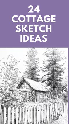 Cottage sketch ideas to capture the quaint and cozy feel of countryside homes in your art. Unique Sketches Creative, Cottage Sketch, Whimsical Drawings, Cottage Illustration, Best Drawing Ideas, Whimsical Cottage, Enchanted Cottage, Sketches Ideas, Pencil Drawings Of Animals