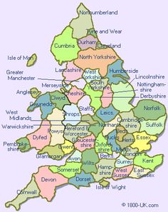 a map of england with the major cities and towns in each country's capital