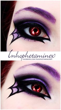 spider inspired make up. no contact lenses, just edited. Sorciere Halloween, Halloween Makeup Videos, Halloween Eyeliner, Spider Makeup, Halloween Makeup Witch