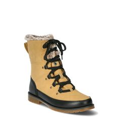 Gear up for winter in style with these Ozark Trail Women's Winter Boot.s These boots are your ticket to staying cozy and chic all season long. Featuring a trendy lace-up and luxurious faux fur lining, they'll keep you warm and toasty on the coldest days. With their fold-over design, you can easily switch up your look whenever the mood strikes. Size: 9.  Color: Beige.  Gender: female.  Age Group: adult. Winter Beige Waterproof Boots, Beige Waterproof Winter Boots, Beige Insulated Winter Boots, Winter Suede Lace-up Boots, Casual Lace-up Boots With Faux Fur Trim, Insulated Lace-up Boots For Winter, Winter Beige Waterproof Boots With Round Toe, Beige Winter Waterproof Boots With Round Toe, Weatherproof Winter Ankle Lace-up Boots