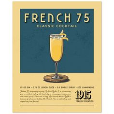 a poster advertising a french 75 classic cocktail