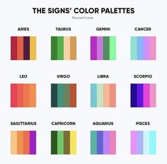 the color palettes in different colors