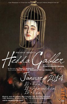 a poster for the exhibition, featuring an image of a woman in a birdcage