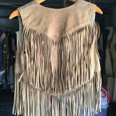 A Pristine Vintage Vest By One Of The Top Leather Wear Manufactures Around. This Tassel Vest Looks Brand New. Ready For That Lady To Sit On A Harley And Go For A Cruise. Beautiful Suede Tassels With No Damage At All. Fitted Beige Outerwear For Festivals, Vest Looks, Coats Vintage, Vintage Vest, Suede Tassel, Leather Wear, Tassels, Jackets & Coats, Jackets For Women