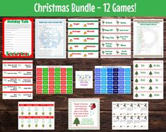 christmas bundle with 12 games for kids to play on the computer or in printables