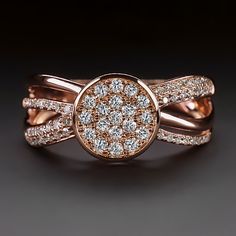 a ring with two rows of diamonds on it