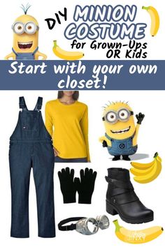 DIY Minion Costume Adult Costumes Diy, Diy Adult Halloween Costumes, Diy Costumes Kids Boys, Karneval Diy