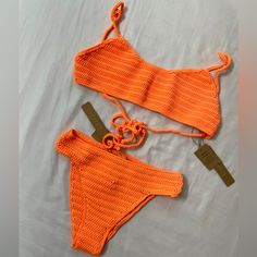 Size Xs (Top) & S (Bottoms) Brand New With Tags In The Shade “Orange” Retail $186 Serious Inquiries Only ! Casual Crochet Swimwear For Poolside, Swim Crochet, Triangle Swim Top, Handkerchief Top, Tank Bikinis, Turquoise Top, Crochet Swim, Scoop Neck Top, The Shade