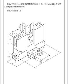 the diagram shows how to draw an object with two sides and three parts in it