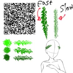 some green plants that are next to a qr code for the text fast slow