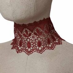 🌺Romantic simple lace choker  One size, adjustable (12 "/ 3 ")  If you need special size, small or large, please message me.  Fastens with satin ribbon on the back.  It is perfect to wear with corset, evening or with party costume dress, or a perfect romantic gift.  🌺Find more accessories here in my shop : https://www.etsy.com/shop/HouseOfTooFan Please note that due to lighting effects, monitor's brightness, contrast and other settings, there might be some slight differences in the color tone/ Lace Choker With Lace Trim For Parties, Lace Trim Party Choker, Vintage Lace Choker As A Gift, Vintage Lace Choker For Gifts, Vintage Red Choker For Party, Adjustable Choker For Valentine's Day Festival, Adjustable Valentine's Day Festival Choker, Adjustable Valentine's Day Choker, Adjustable Lace Choker For Party